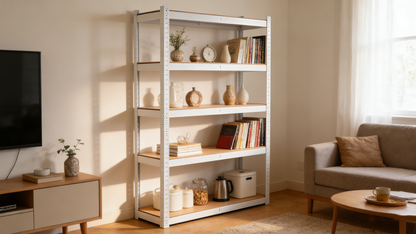 5 Tier Laminated White Metal Shelving Unit Adjustable Garage Storage Utility Rack Heavy Duty Shelves Organization Multipurpose Shelf Warehouse Basement Pantry 29" W x 12" D x 59" H 1Pack image 3