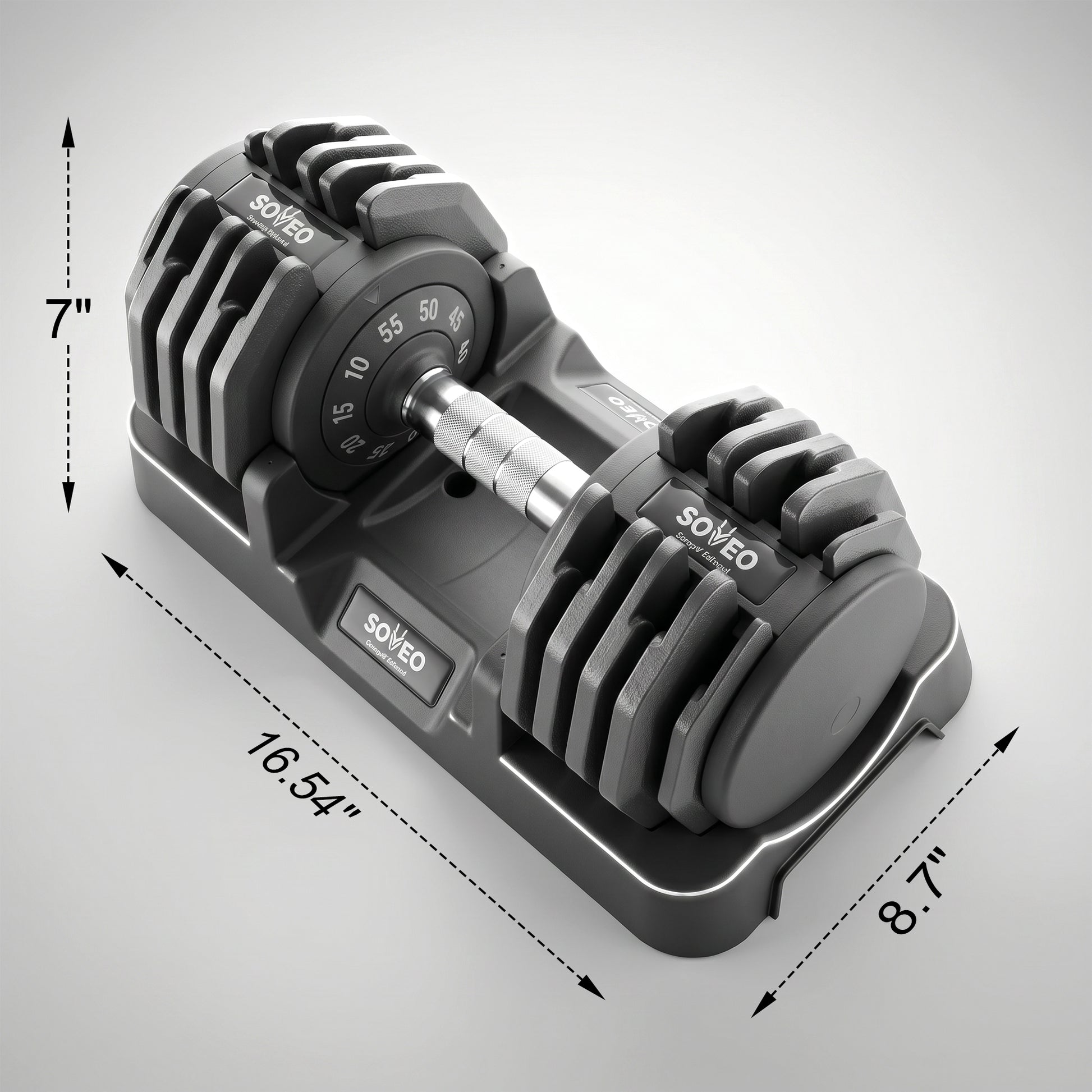 Adjustable Dumbbell, 5-55 LBS Quick-Select Weight Dumbbell with Non-Slip Grip & Base, for Home Gym Strength Training image 2