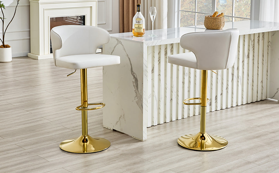 Modern rotating adjustable bar chair, PU leather belt backrest swivel chair, suitable for kitchen bar counter and dining room, adjustable height, capable of bearing 300 pounds (white -2 pieces) image 11