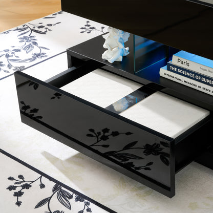 39.3" Lift Top Coffee Table with Hidden Compartment, 2 Storage Drawers and Ajustable LED Lights,Modern Multifunction Coffee Tables for Living Room, Bedroom,Office(Black) image 11