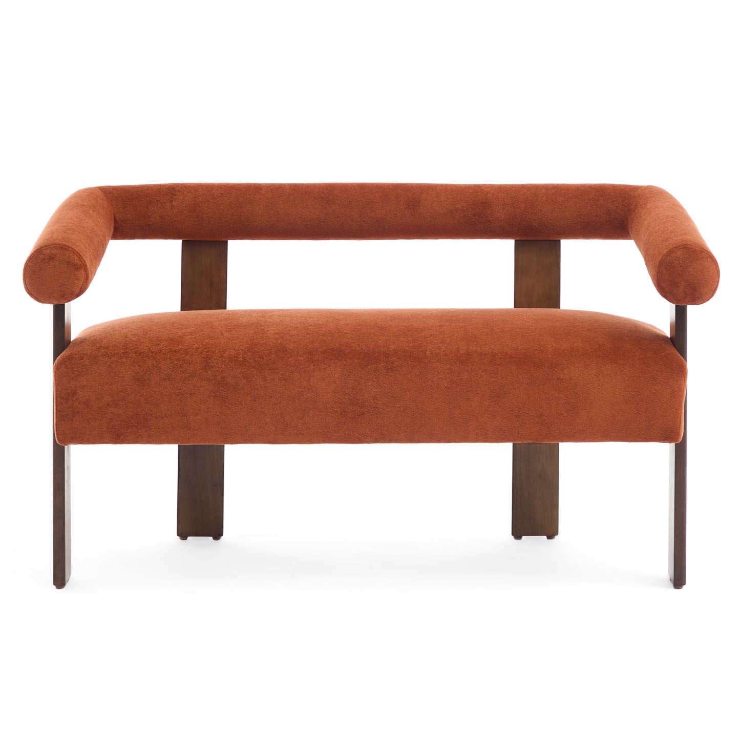 Round armrest loveseat(Dark orange+Brown) image 1