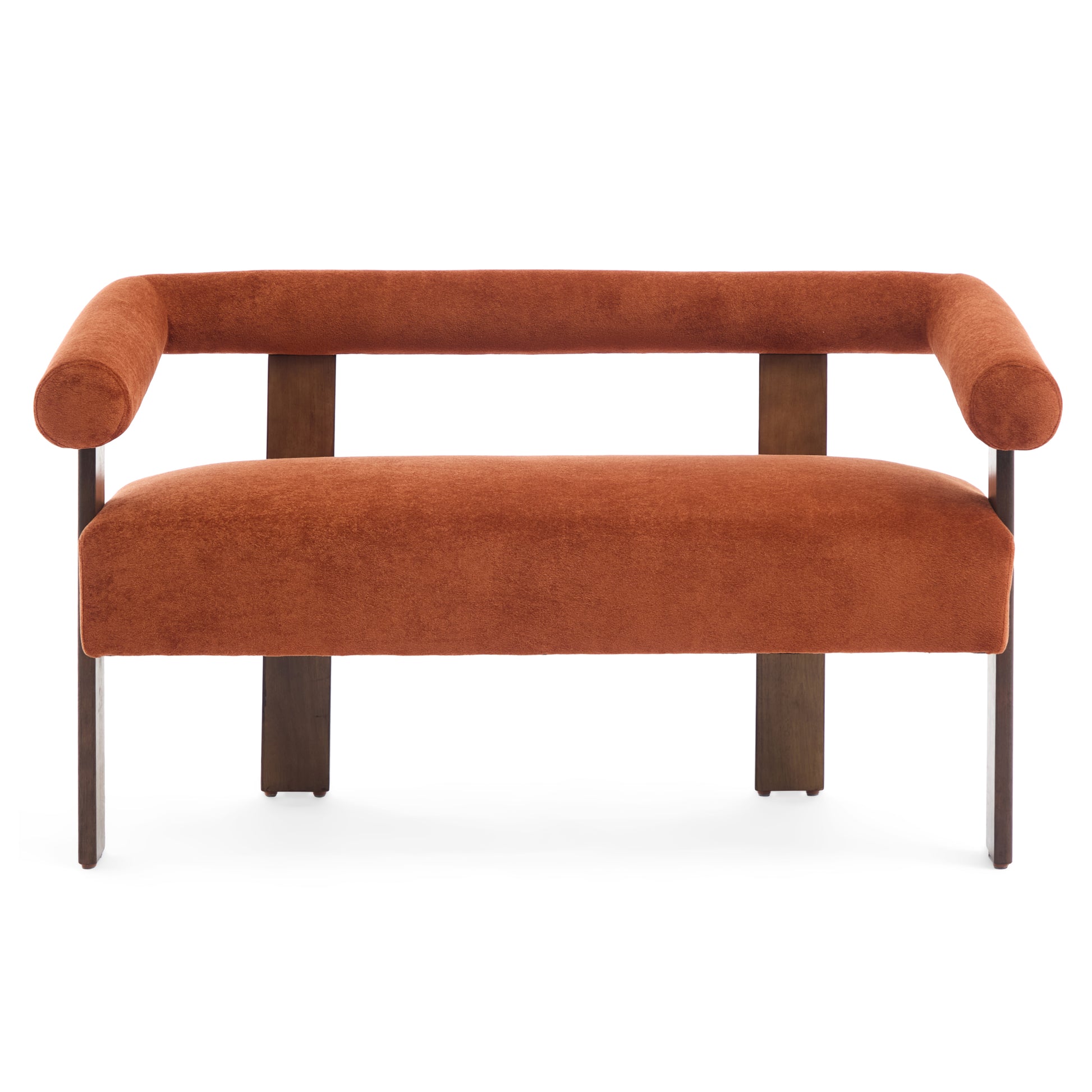 Round armrest loveseat(Dark orange+Brown) image 1