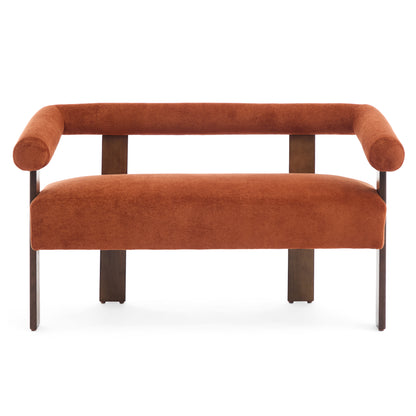 Round armrest loveseat(Dark orange+Brown) image 1