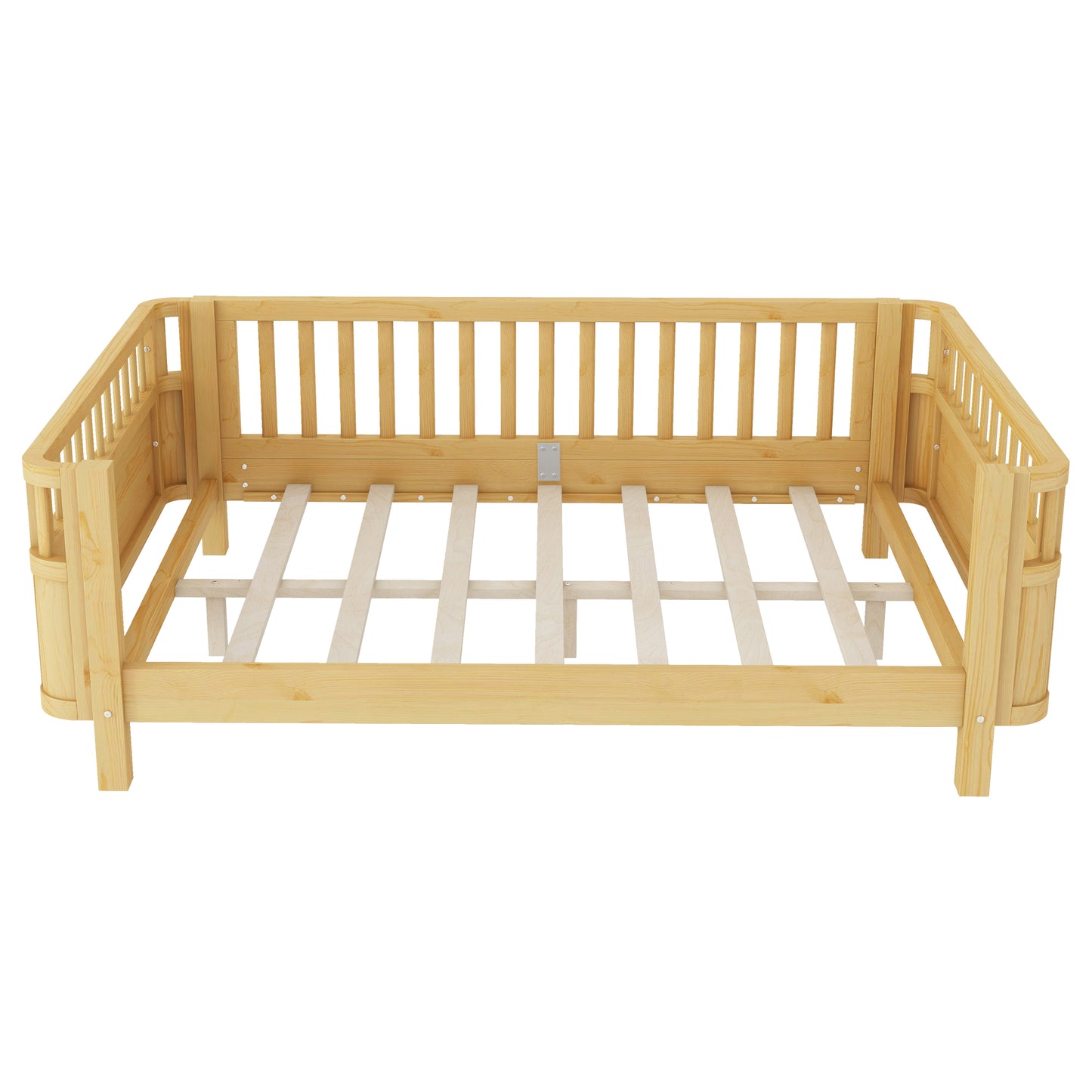 Full Size Wood Platform Bed for Kids, Wood Low Profile Full Bed with Rails for Girls and Boys, Natural (Patented Design, Old SKU W2593P233781) image 12