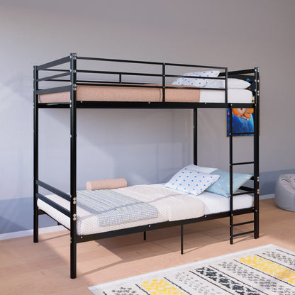 Bunk Bed Twin Over Twin for Kids/Teens/Adults Duty,13.7 inch High Safety Guardrail,One layer with 19 bars and support 600LBS, Sturdy Ladder, Big storage space under the bed,Convertible 2 Beds,Black image 3
