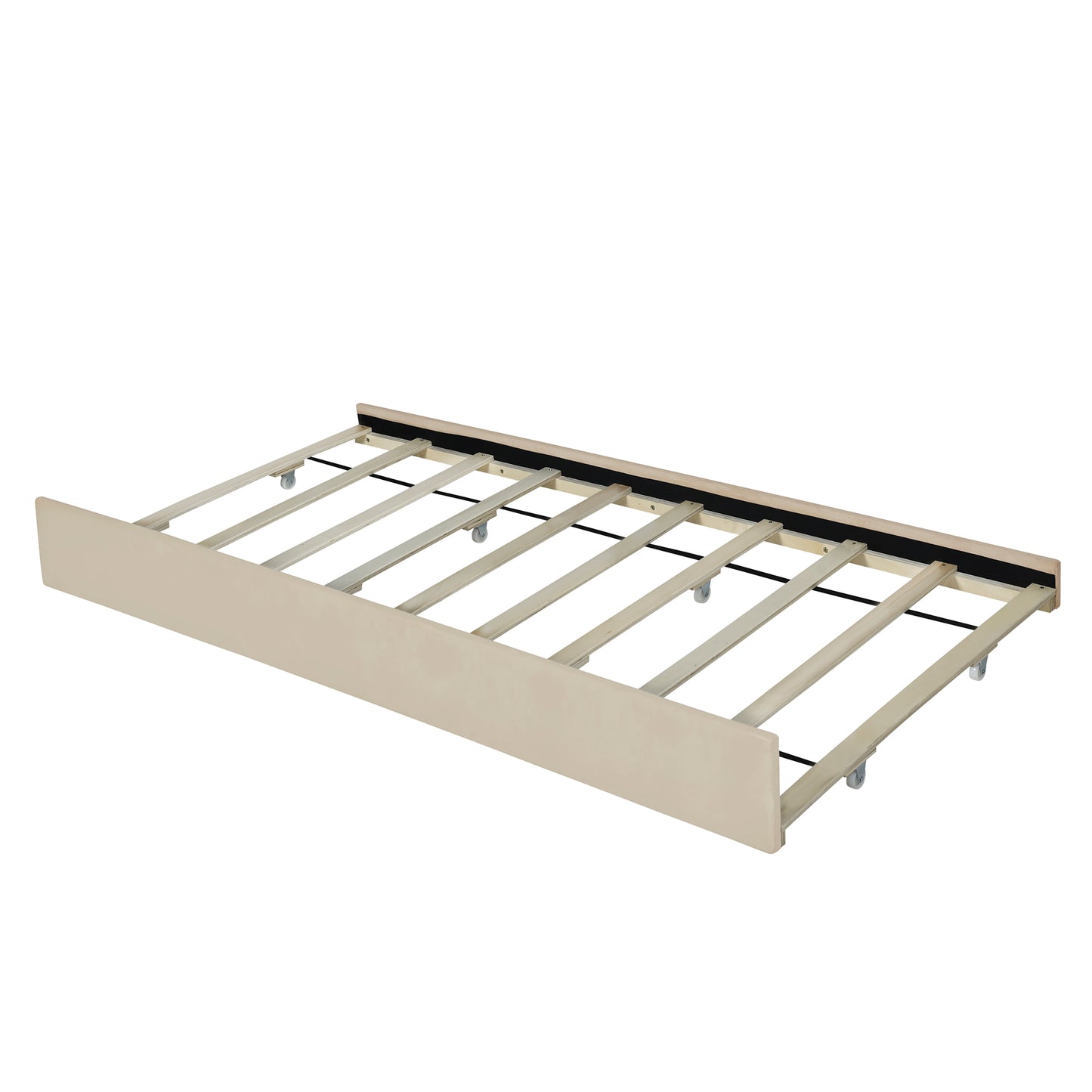 Queen Size Velvet Upholstered Platform Bed with 2 Drawers and 1 Twin XL Trundle- Beige image 11