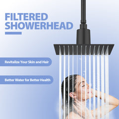 8" Square Rain Shower Head - Ultra-Thin 304 Stainless Steel - Black