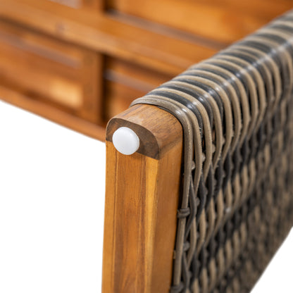 Outdoor 1pcs Acacia Wood Bench,Teak Finish+ Grey Wicker image 8