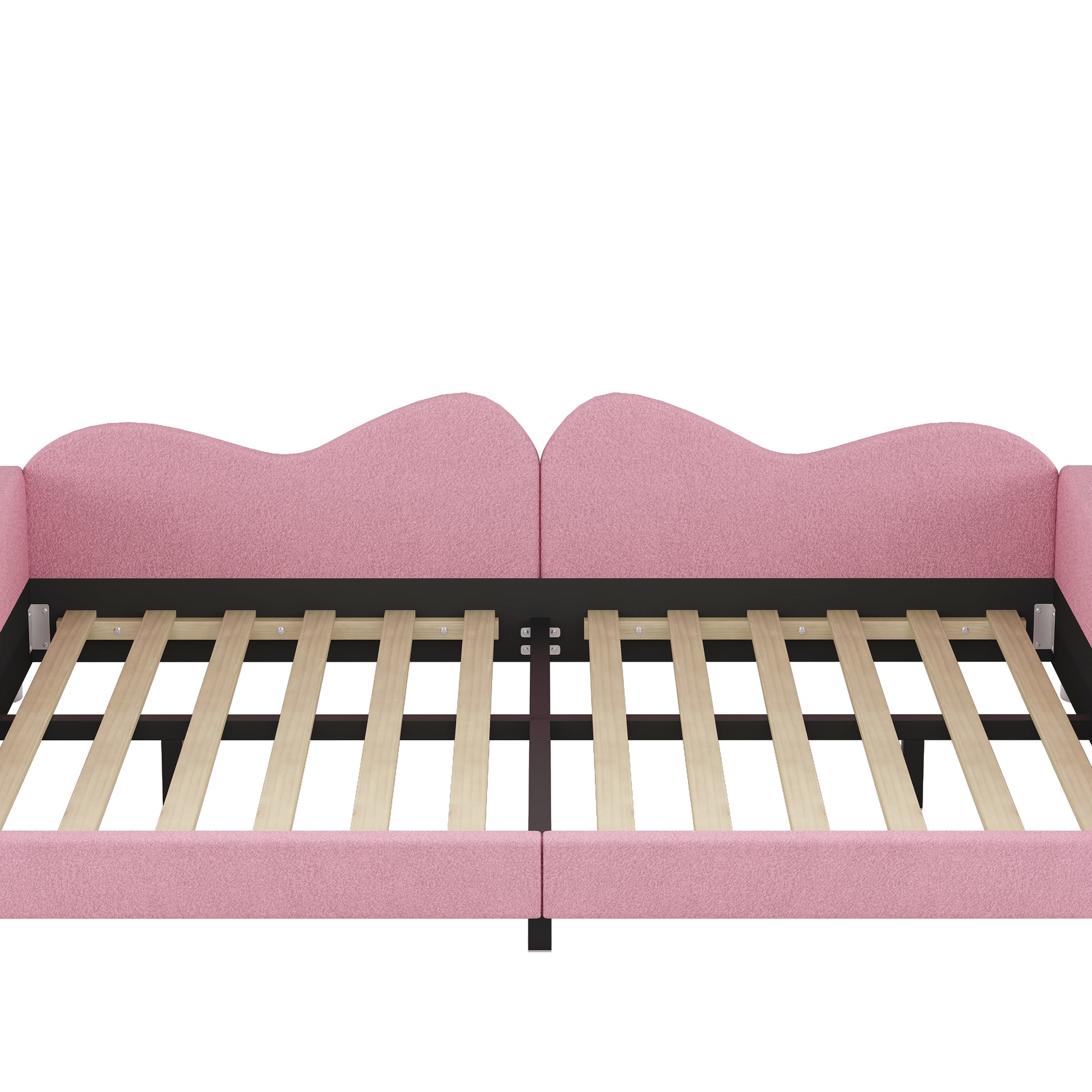 Full size Upholstered Daybed, Sherpa Fabric Sofabed with Cloud-Shaped Backrest, No Box-spring Needed, Pink(Old SKU: WF532069AAH) image 7