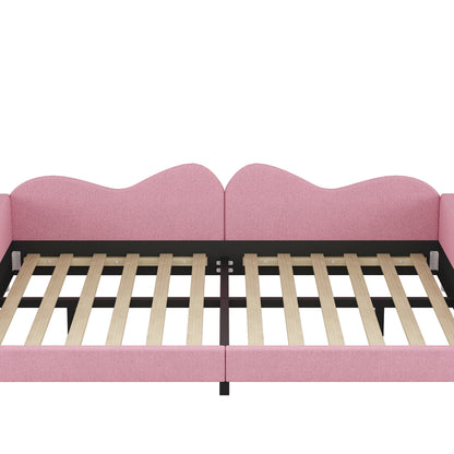 Full size Upholstered Daybed, Sherpa Fabric Sofabed with Cloud-Shaped Backrest, No Box-spring Needed, Pink(Old SKU: WF532069AAH) image 7