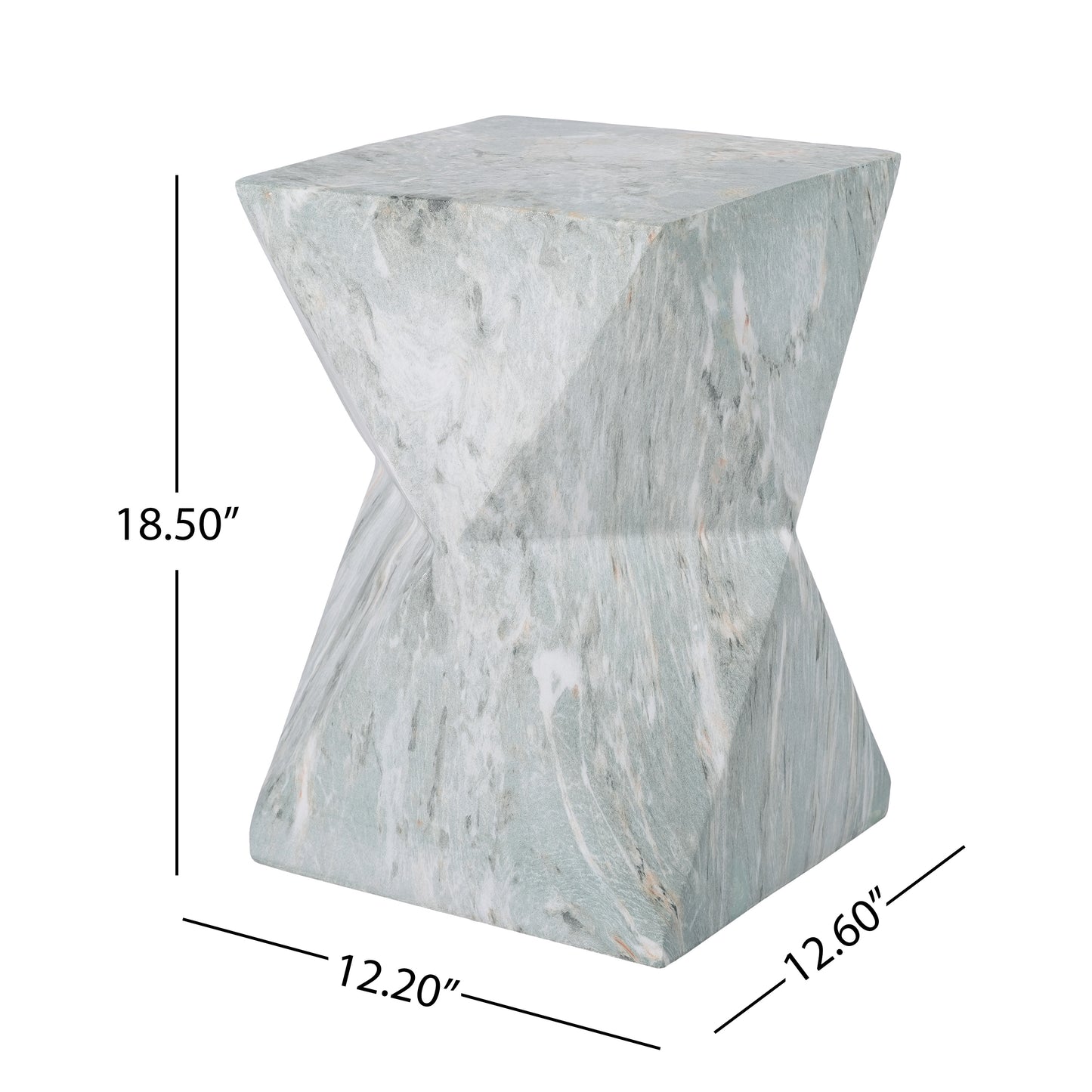 18.5"H Modern Geometric MGO Side Table, Hourglass Accent Table with Faux Marble Finish - Weather Resistant End Table for Indoor and Outdoor Use, Living Room, Bedroom & Patio, Green Marble image 4