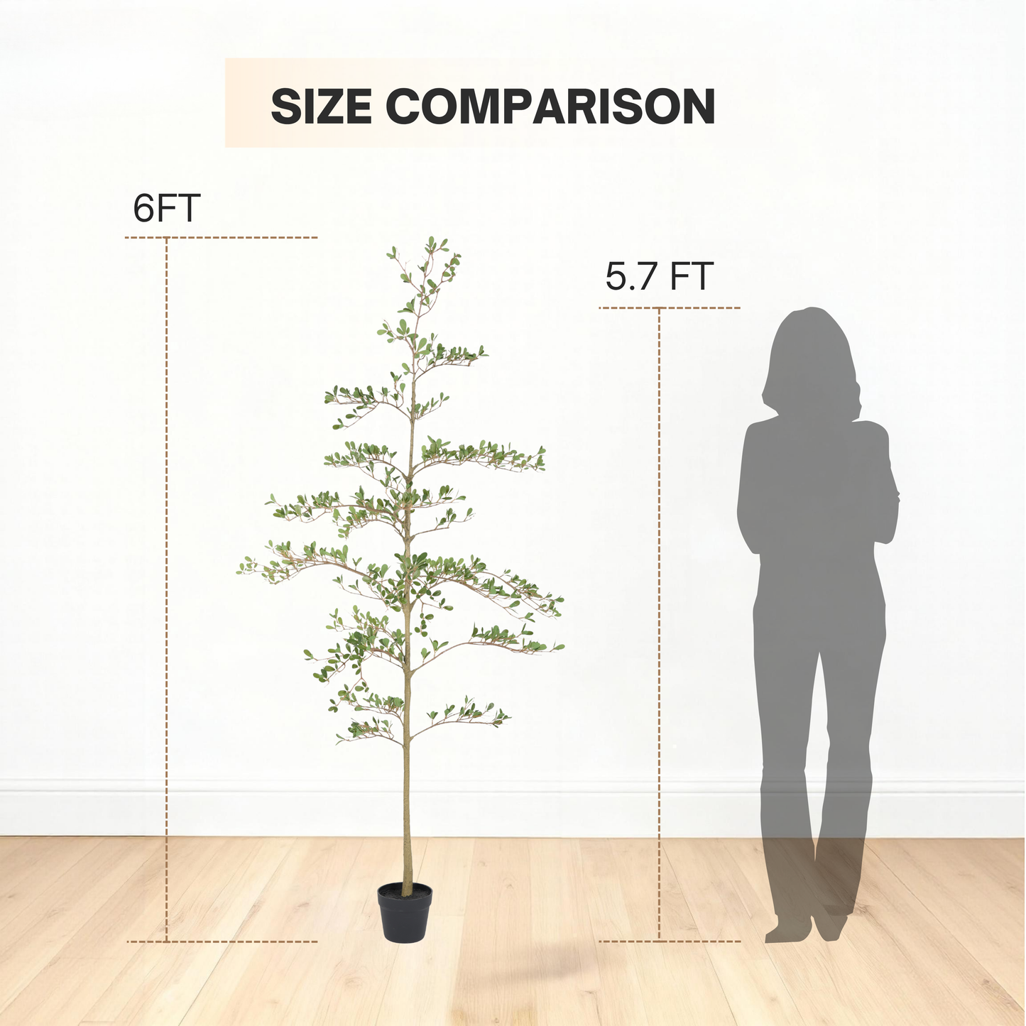 6ft Artificial Olive Tree, Realistic Faux Potted Plant in Black Pot, Indoor & Covered Outdoor Decorative Tree for Living Room and Office, 1pc/set image 7