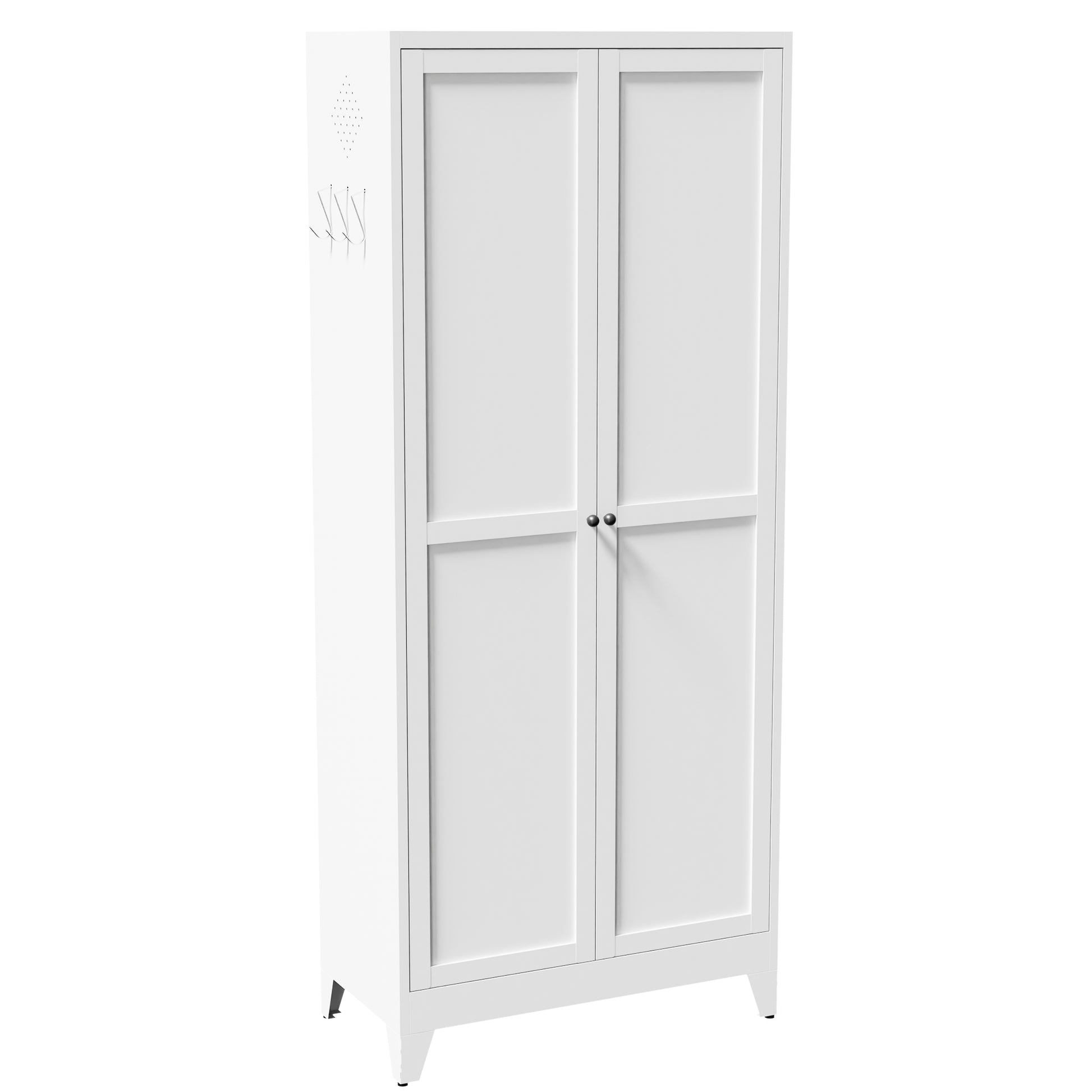 75" White Metal Kitchen Pantry Cabinet Adjustable Storage with 5 Shelves (110lb Capacity), Freestanding Kitchen Storage Cabinet with Adjustable Shelves, Dishware in Kitchen, Pantry, Dining Room image 2
