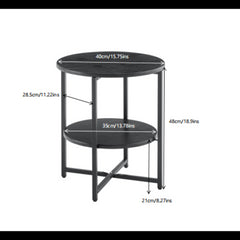 Small round side table,2 tiers farmhouse end table,set of 2accent tables for small spaces,night stands for bedrooms living room,coffee  tables with storage shelf,Black