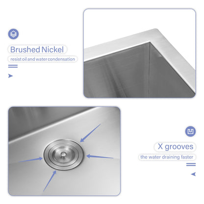 23 in. * 19 in. Undermount Single Bowl T304 Stainless Steel Ledge Workstation Laundry Utility Sink Basin image 5