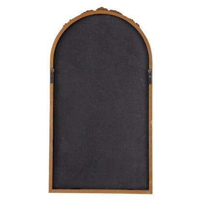 23" x 42" Hand Carved Rose Antique Mirror Frame, Wood Arch Mirror Wall Decor for Living Room, Bathroom, Entryway(Brown) image 16