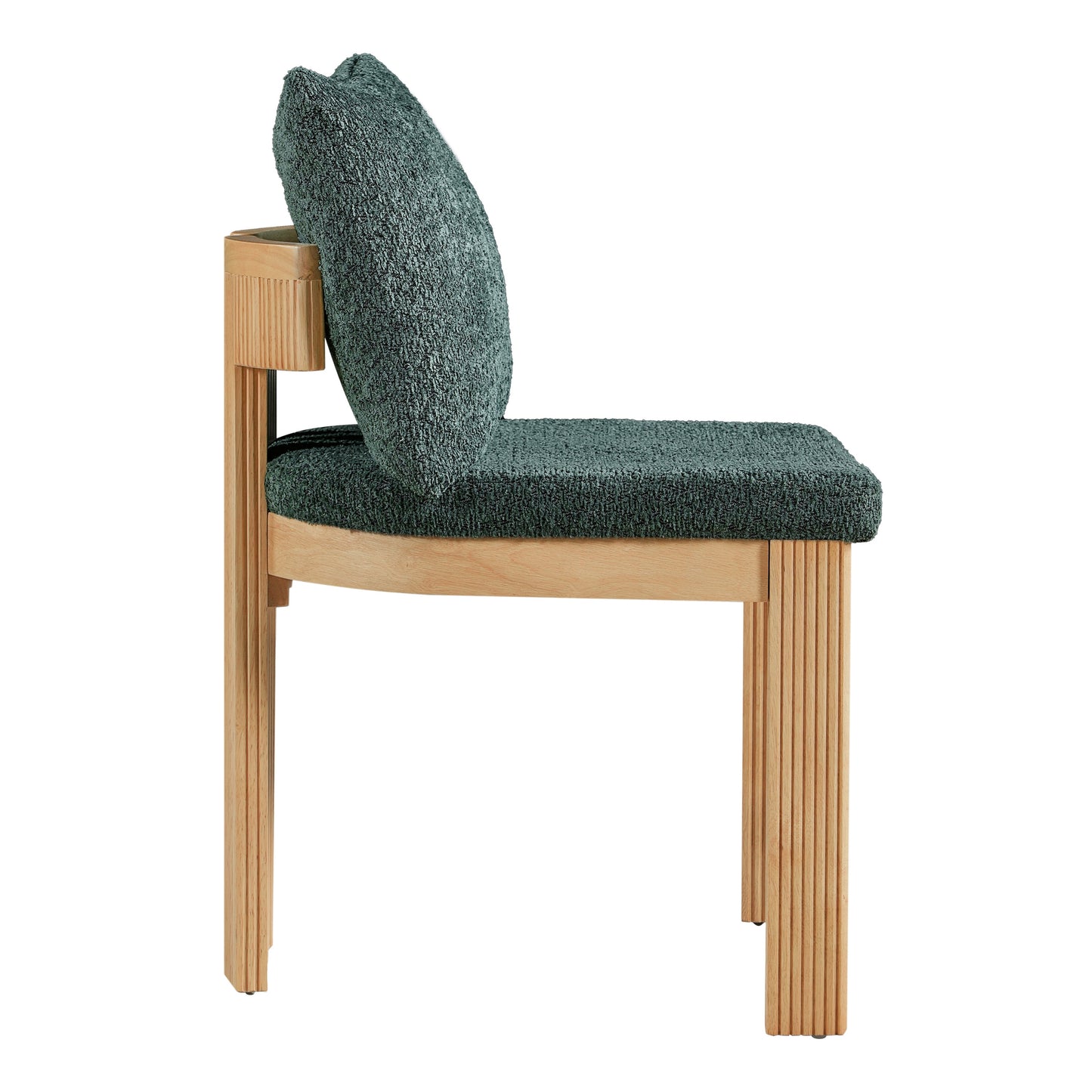 Indoor Boucle Dining Chair Set of 2, Rubber Wood Frame, Plush Green Boucle Seating, 250lbs Weight Capacity for Kitchen & Dining Room image 7
