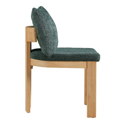 Indoor Boucle Dining Chair Set of 2, Rubber Wood Frame, Plush Green Boucle Seating, 250lbs Weight Capacity for Kitchen & Dining Room image 7