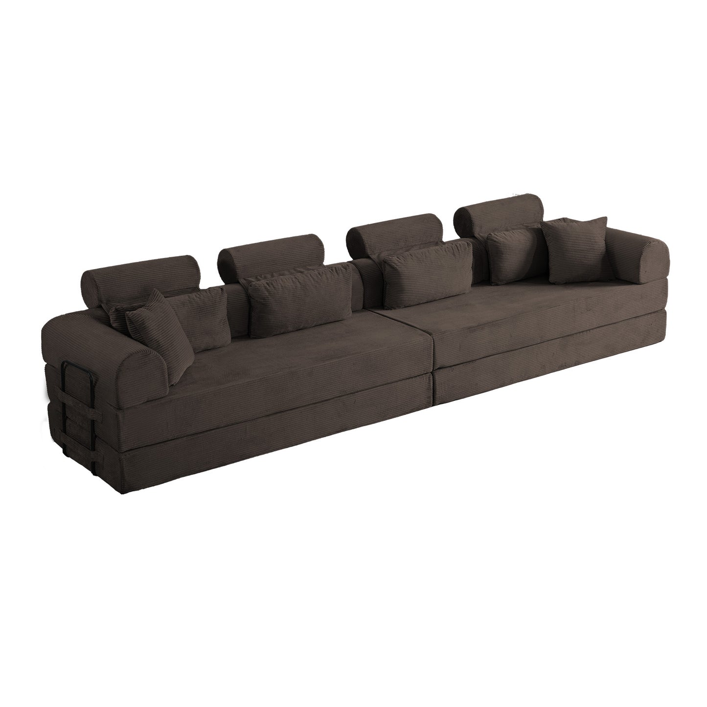 L shape Modular Sectional Sofa, Compressed Sectional Sofa Modern Minimalist Style Corduroy Couch,Unfold into a bed, Bedroom, Comfy Compressed Sofa Couch Space-Efficient Design(Brown) image 6
