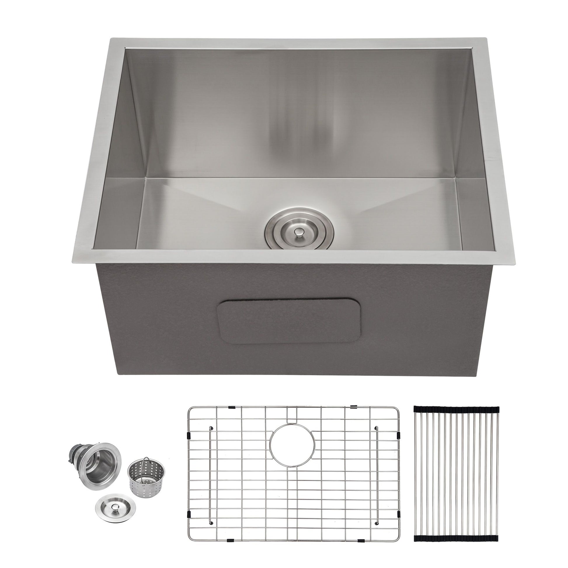 23"*18" Undermount 16-Gauge T304 Stainless Steel Deep Single Bowl Laundry Utility Sink Basin with bottom grid and draine image 6