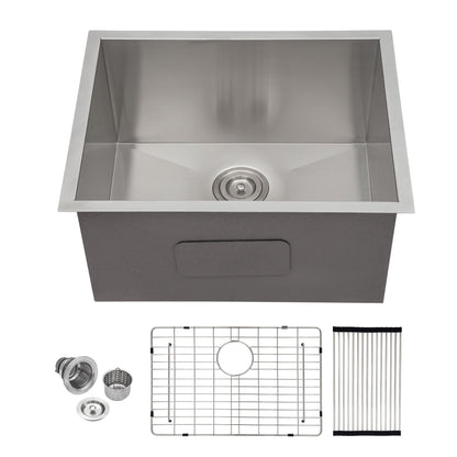 23"*18" Undermount 16-Gauge T304 Stainless Steel Deep Single Bowl Laundry Utility Sink Basin with bottom grid and draine image 6