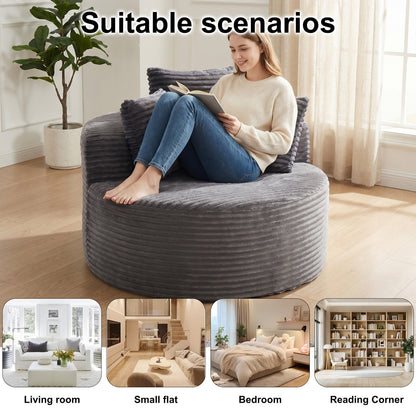 43-inch round corduroy single sofa, comfortable lounge chair, comes with three pillows, minimalist design, perfect for bedrooms, lounges, game rooms, and living rooms image 5