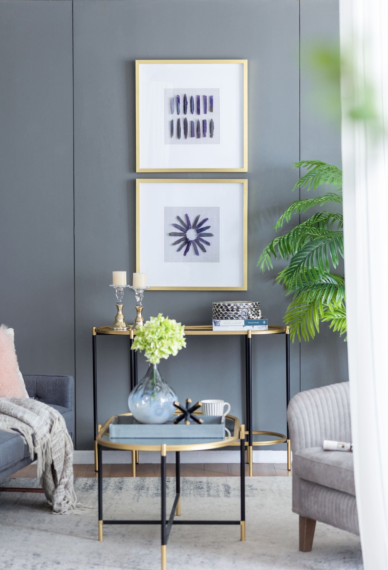 23.5' x 23.5" Grace Purple Agate Shadow Boxes Wall Art, Set of 2 image 8