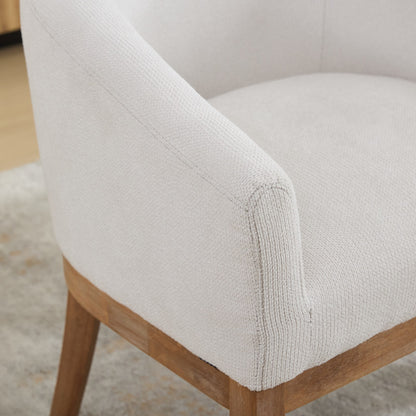 Mid Century Modern Upholstered Barrel Dining Chairs with Arms,Farmhouse Linen Kitchen & Dining Room Chairs with Natural Hardwood Frame, 19" W Accent Chairs for Living Room,Single Pack,Beige,SW1891BG image 11