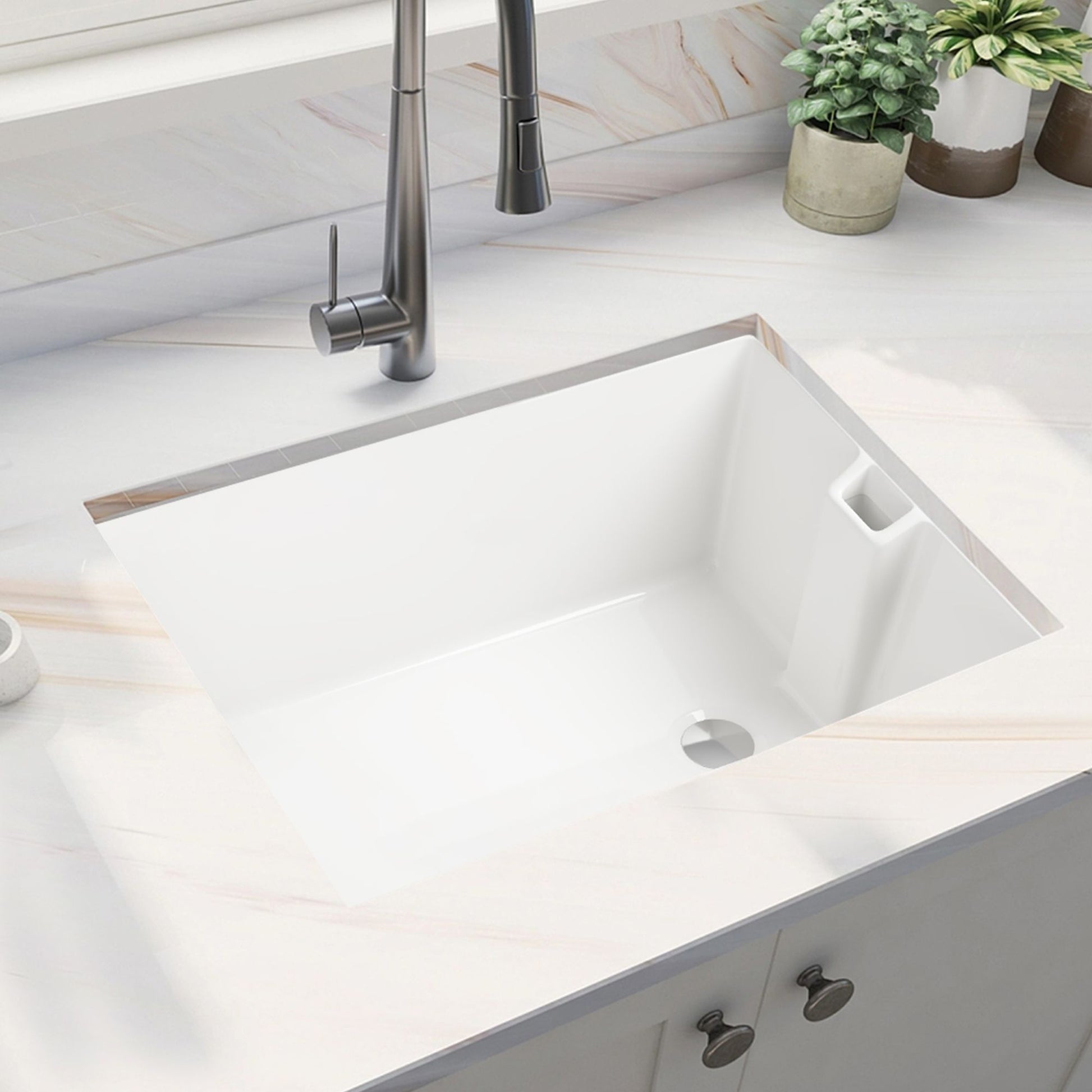 23.6" L X 18" W White Ceramic Single Bowl Kitchen Sink image 1