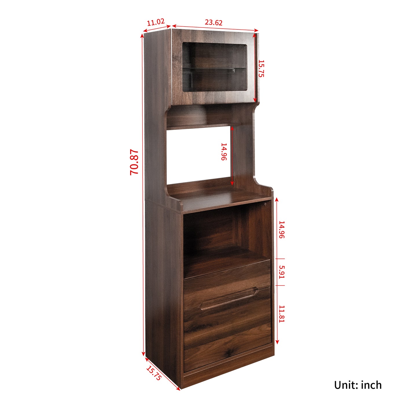 Kitchen Pantry Hutch Storage Cabinet, Farmhouse Kitchen Hutch Buffet Cabinet with Microwave Stand, Freestanding Buffet Sideboard Coffee Bar Cabinet image 6