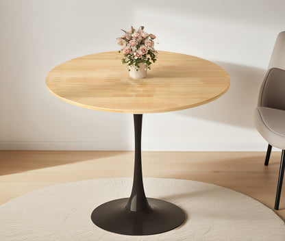 (Natural Wood Color)Round Table, Modern Dining Table, Dining Table, MDF Top and Steel Base Tulip Round Kitchen Table, Kitchen Table, Mid Century Coffee Table for Living Room 24 Inch, Oval Dining Table image 11