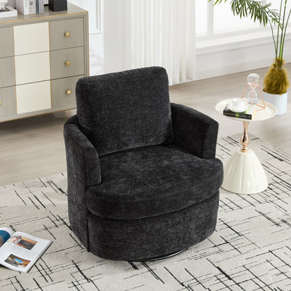 Vanity Chair,Swivel Accent Chair, 360 Degree Round Swivel Barrel Chair, Upholstered Comfy Swivel Chairs for Living Room,Accent Chairs for Bedroom, Reading Room,Powder Room,Black image 8