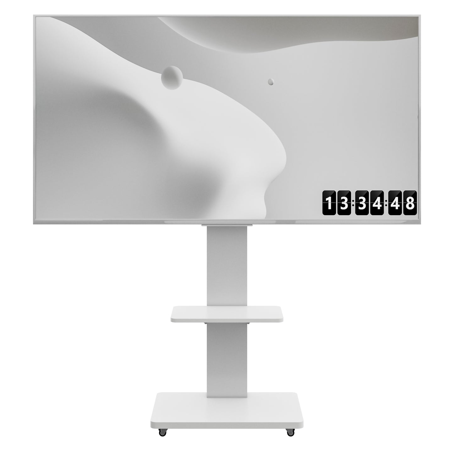 TV Stand with Shelf for Living Room, Bedroom,Offices,Mobile TV Cart for 32-75 inches,Floor Stand with Mount on Lockable Wheels,White image 11