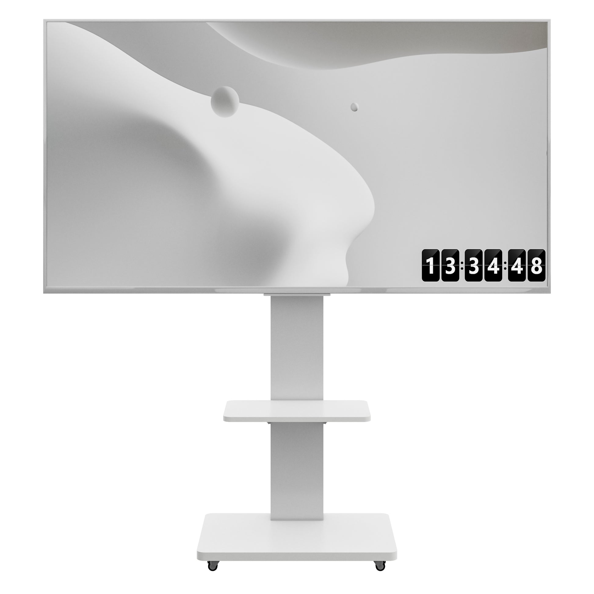 TV Stand with Shelf for Living Room, Bedroom,Offices,Mobile TV Cart for 32-75 inches,Floor Stand with Mount on Lockable Wheels,White image 11