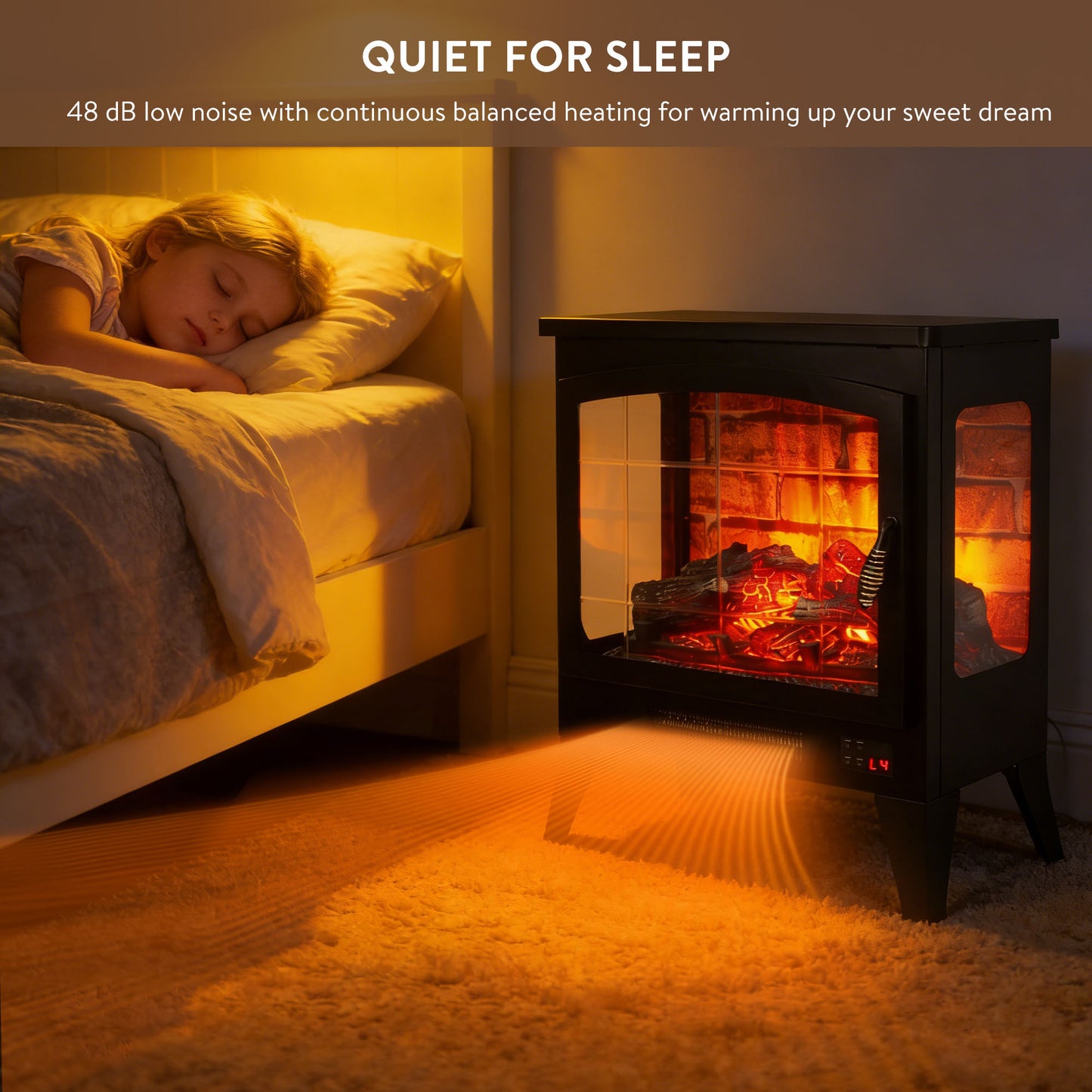 21 inchThree-sided Freestanding Electric Fireplace Stove heater with 3D Flame effect with remote control image 7