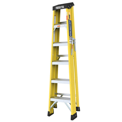Fiberglass Reinforced Single Side Ladder – Lightweight Non-Conductive Access Ladder 6 step Yellow 300 LBS Capacity image 6