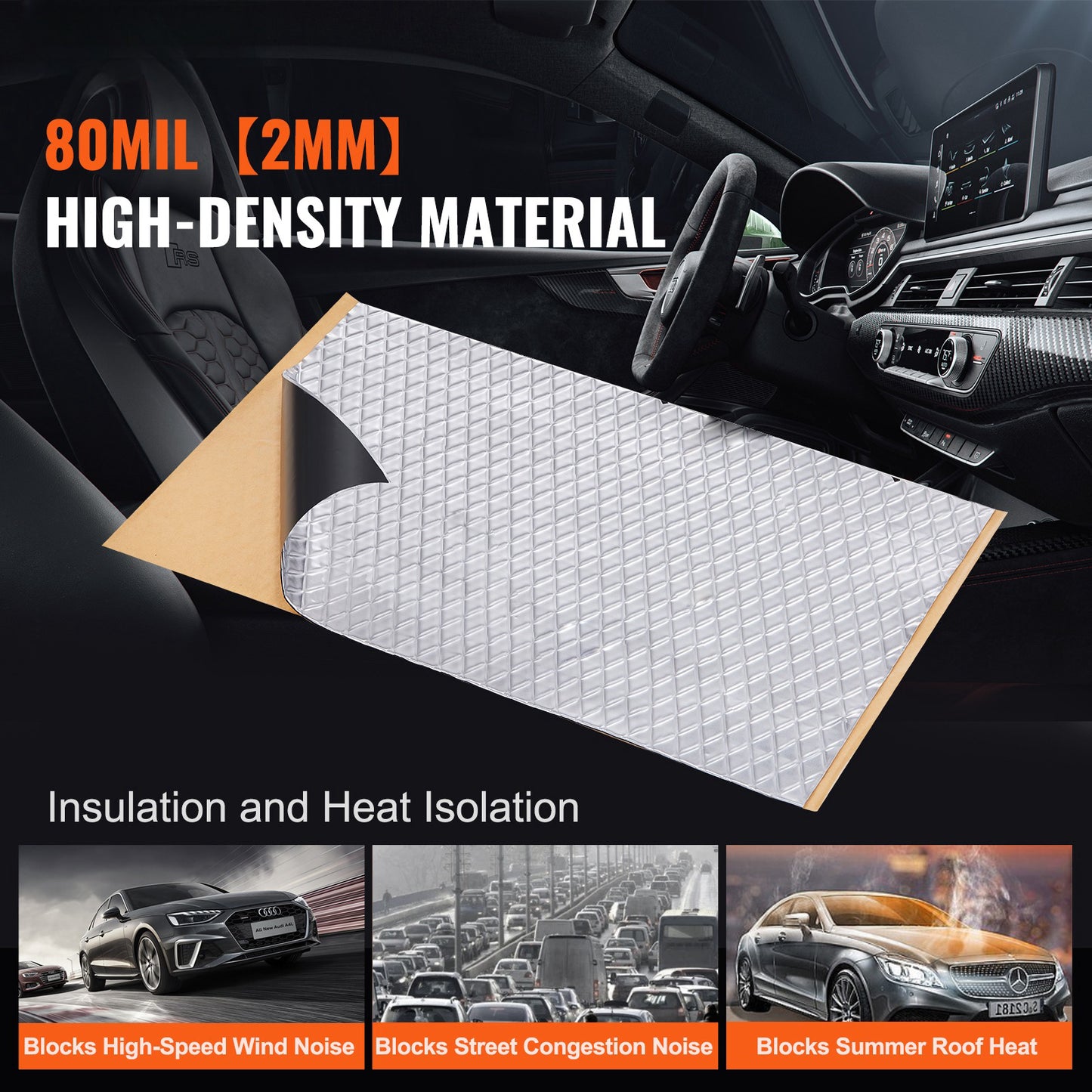 Car Sound Deadening Mat, 80 mil 36 sqft Car Sound Dampening Material, Butyl Automotive Sound Deadener, Noise Insulation and Vibration Dampening Material for Car image 5