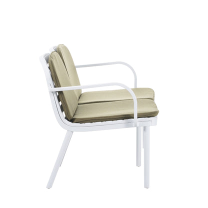 Luna Outdoor Patio PP Loveseat, White Frame with Green Cushion image 8