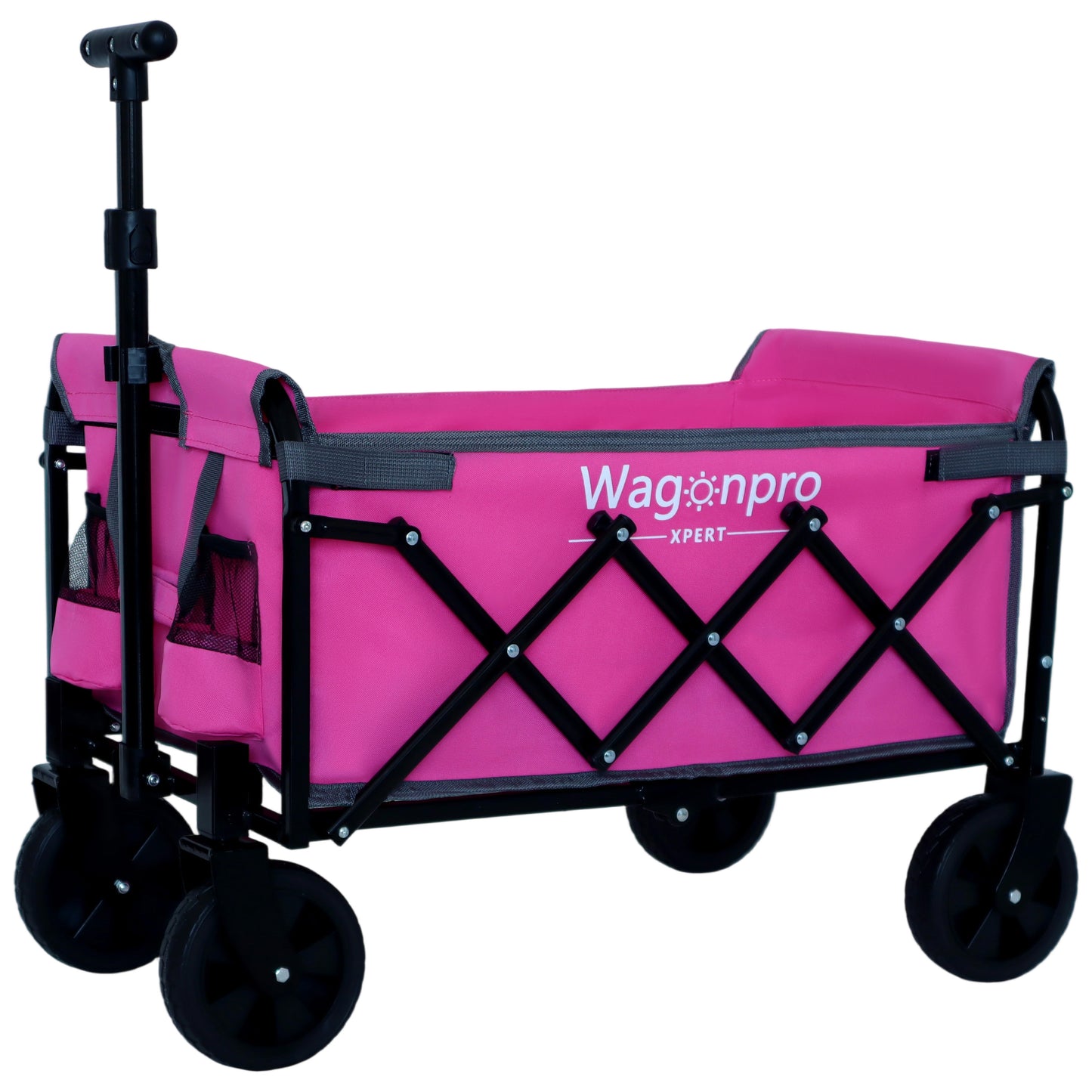 Expandable Dual-Layer Utility Wagon with 100% Extra Space - 225lbs Grocery Cart for Camping, Shopping, Sports, Gardening, Fishing, Pink image 1