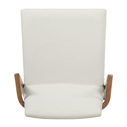 Mid-Century Modern Dining Chairs Set of 2 - Beige PU Upholstered Armchairs with Walnut Color Rubber Wood Frame, 250lbs Capacity for Kitchen & Dining Room image 10