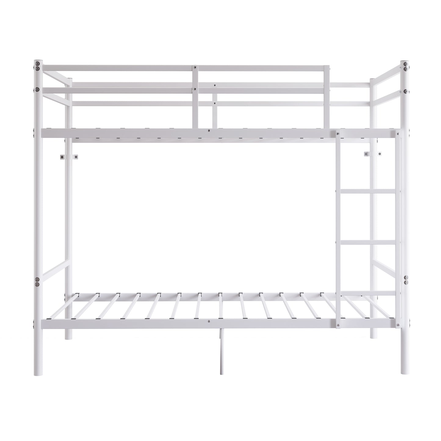 Bunk Bed with Ladder and high Guardrail Metal Bunk Bed, Storage Space, Noise Free,Twin Over Twin Size,White image 6