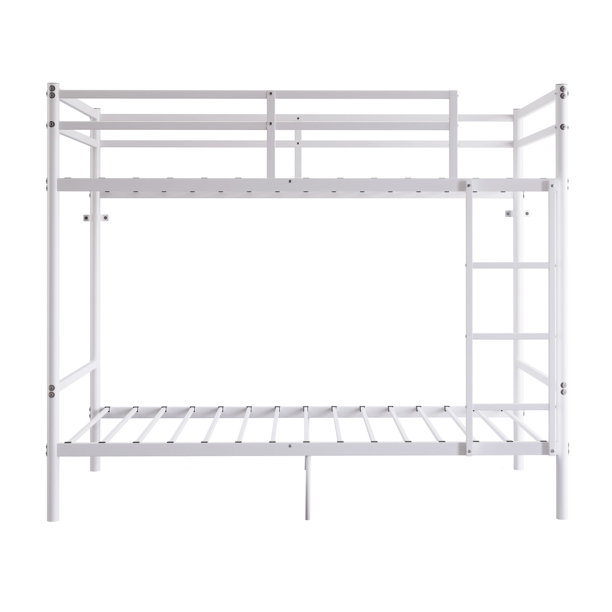 Bunk Bed with Ladder and high Guardrail Metal Bunk Bed, Storage Space, Noise Free,Twin Over Twin Size,White image 6
