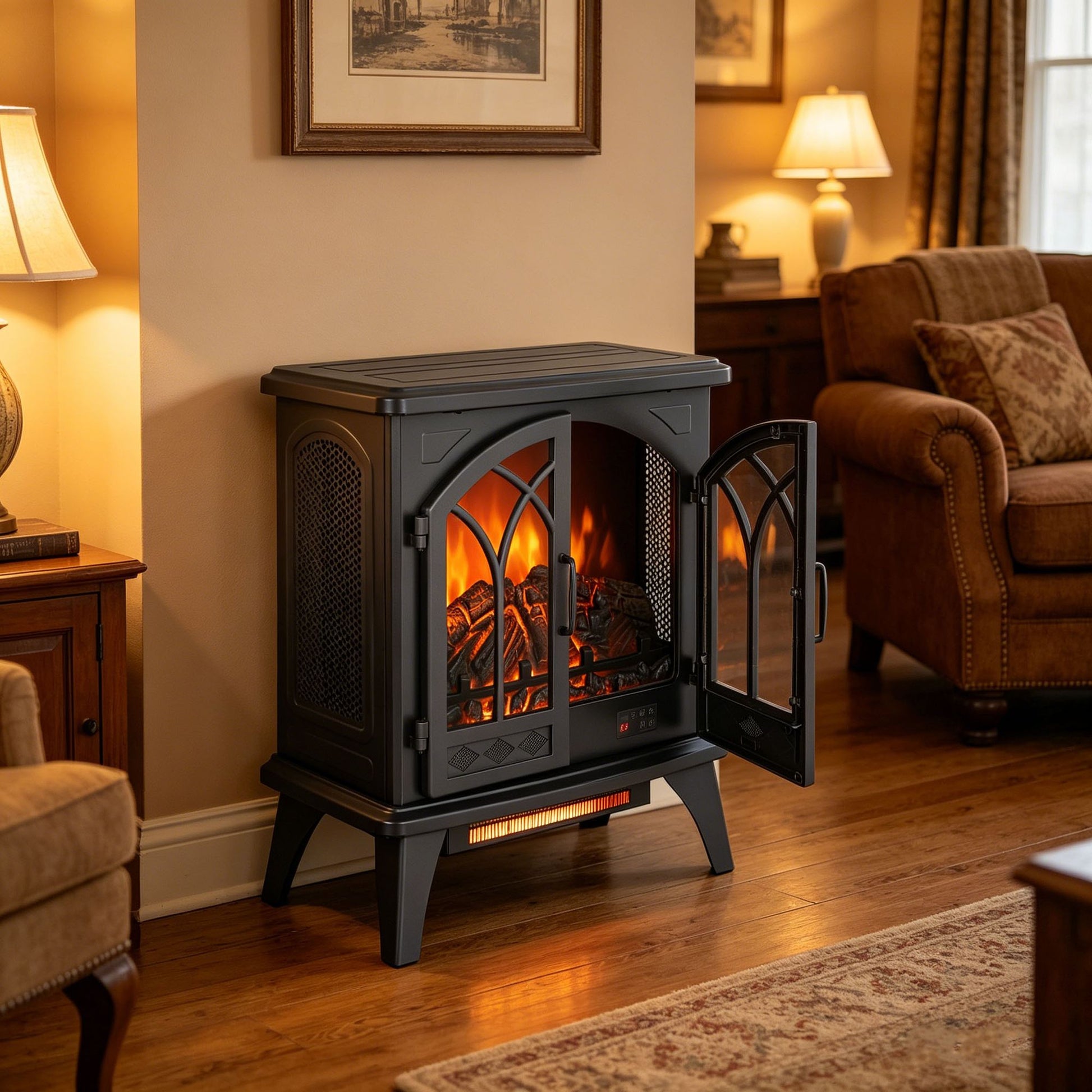 24 inch 3D Flame Electric Infrared Quartz Fireplace Stove with remote control image 15