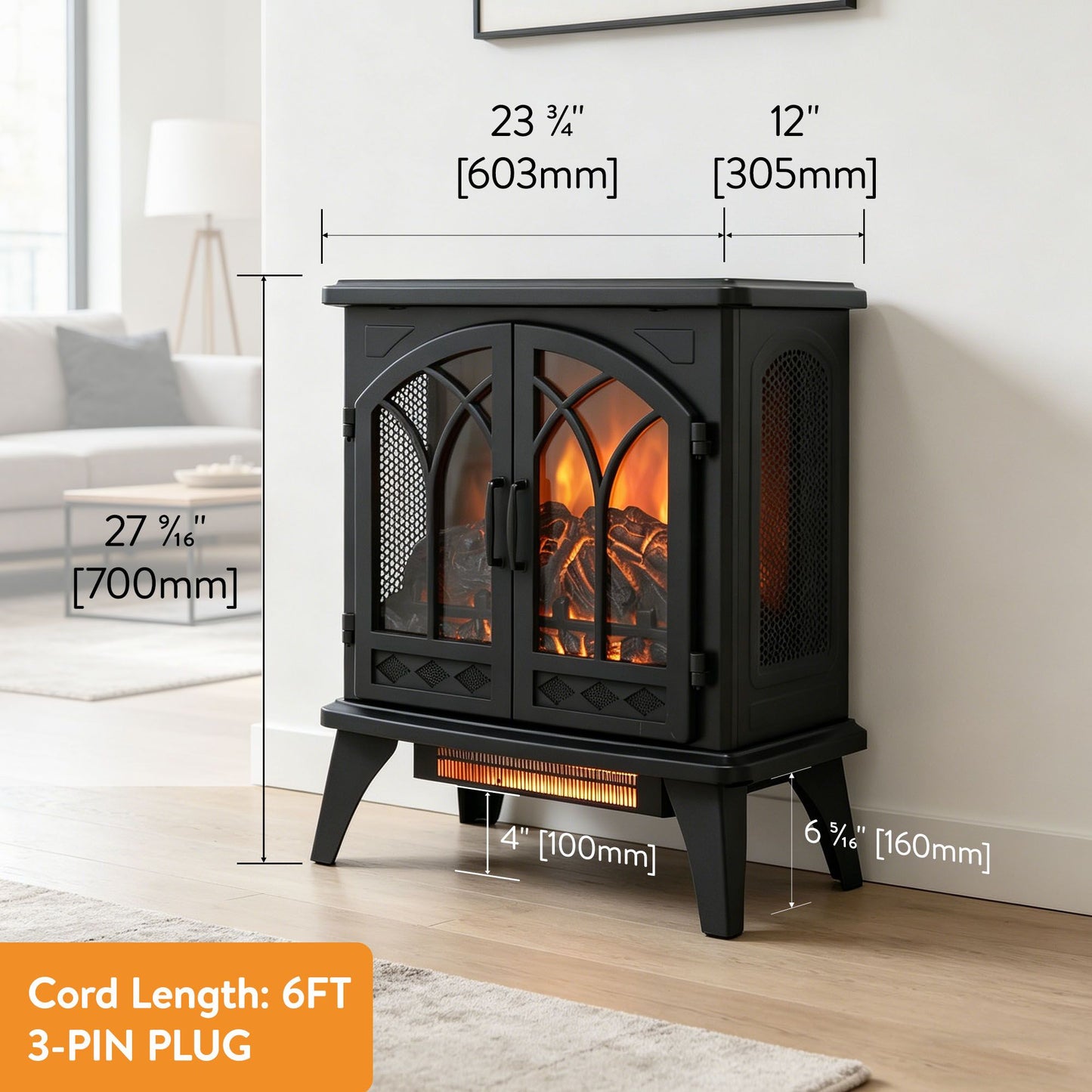 24 inch 3D Flame Electric Infrared Quartz Fireplace Stove with remote control image 13
