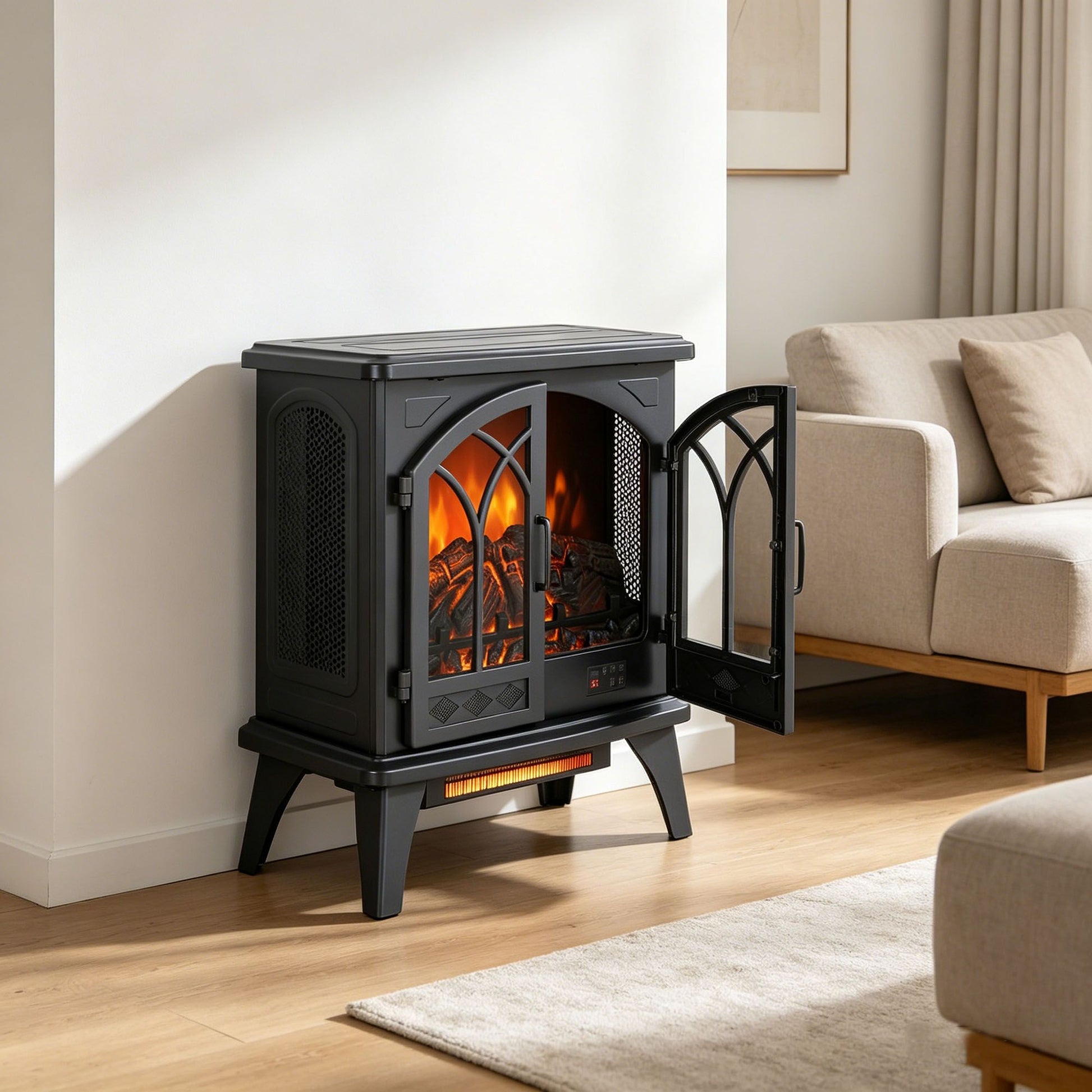 24 inch 3D Flame Electric Infrared Quartz Fireplace Stove with remote control image 16