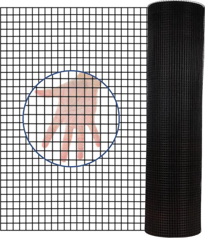 24 inch×50 ft Black Vinyl Coated Hardware Cloth, 21 Gauge 1/4 inch Black PVC Hardware Cloth, Black Welded Wire Fence Sup image 1