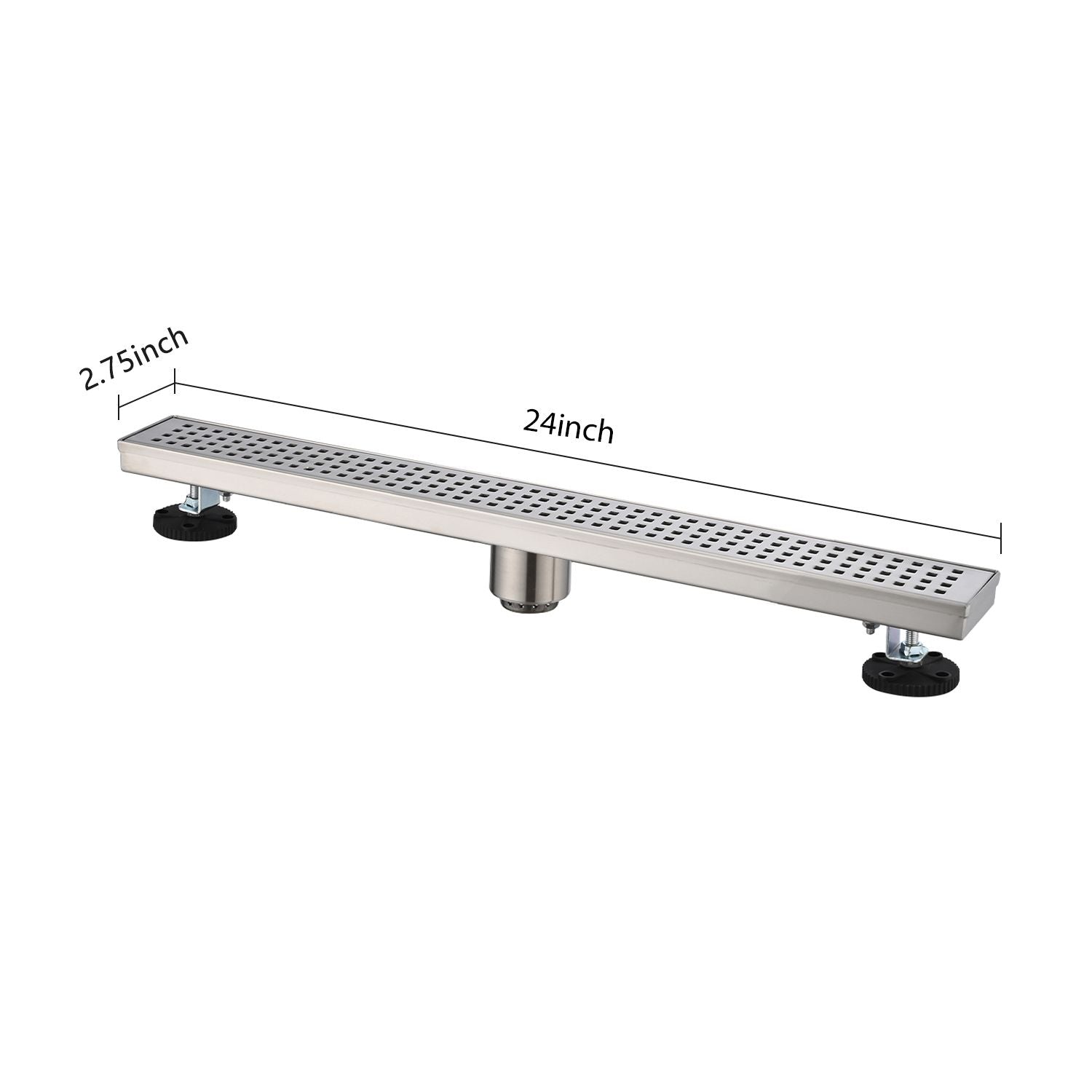 24 Inches Linear Shower Drain, Included Hair Strainer and Leveling Feet image 2