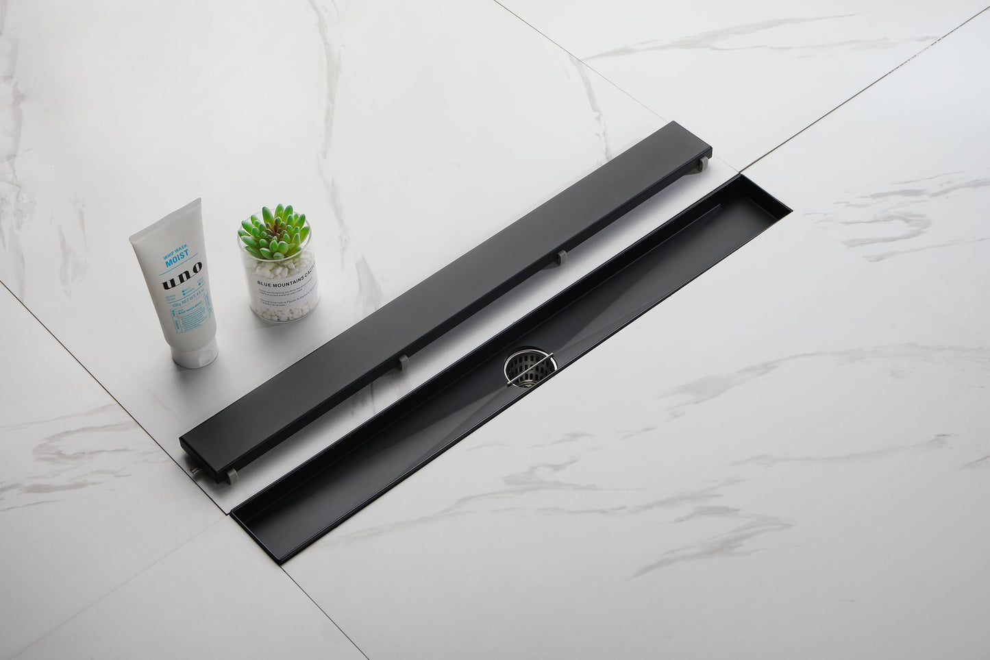 24 Inches Linear Shower Drain with Removable Cover, 304 Stainless Shower Drain Included Hair Strainer and Leveling Feet, image 7