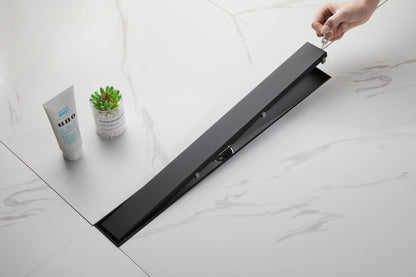 24 Inches Linear Shower Drain with Removable Cover, 304 Stainless Shower Drain Included Hair Strainer and Leveling Feet, image 17