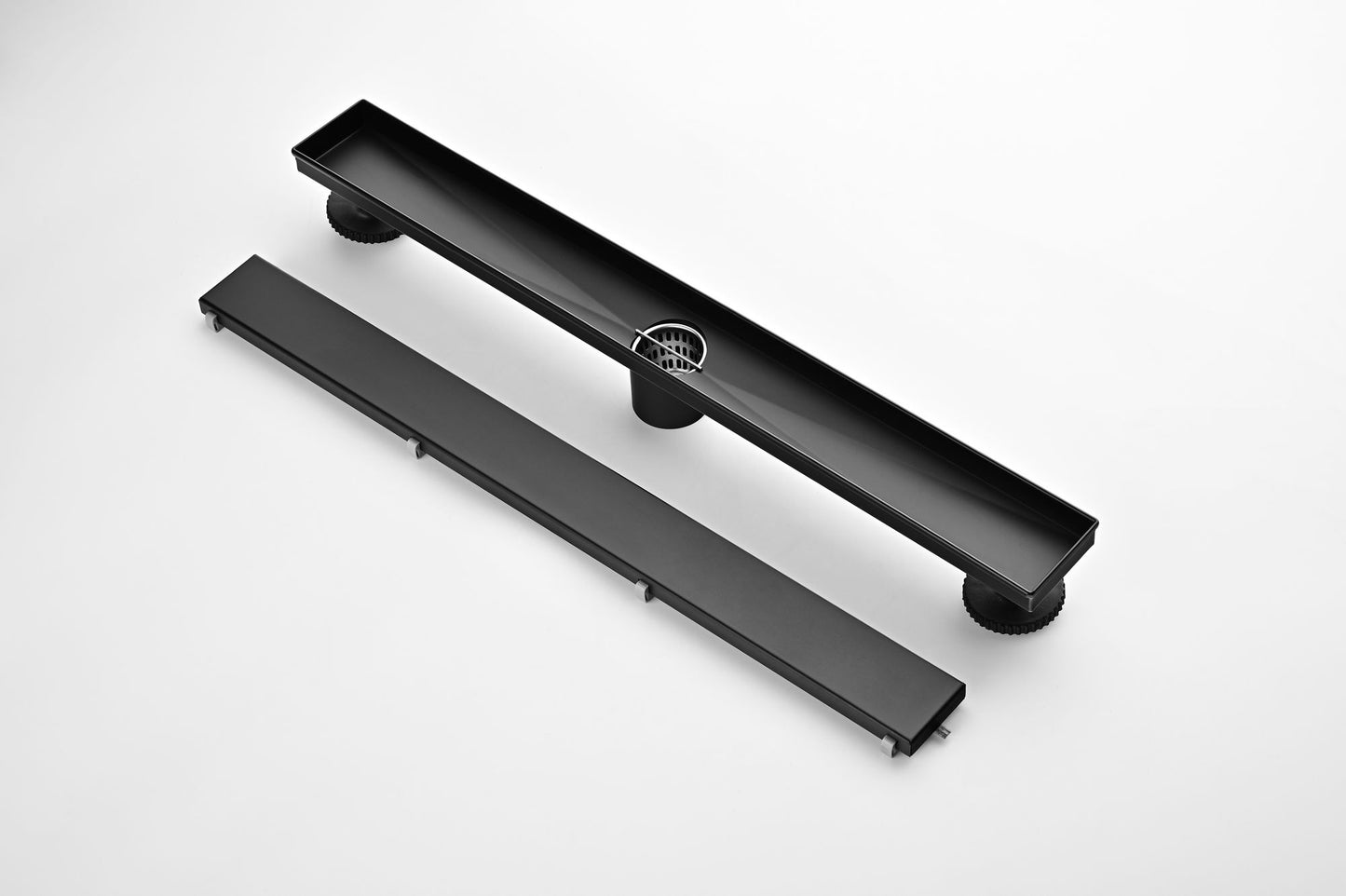 24 Inches Linear Shower Drain with Removable Cover, 304 Stainless Shower Drain Included Hair Strainer and Leveling Feet, image 13